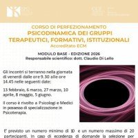 Psicodinamica dei gruppi terapeutici, formativi, istituzionali