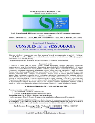 Apertura iscrizioni Corso per Consulente in Sessuologia