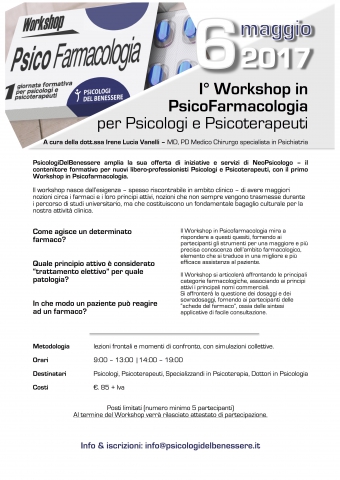1&deg; Workshop in Psicofarmacologia