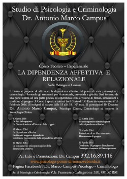 La Dipendenza Affettiva e Relazione - Dalla patologia al crimine