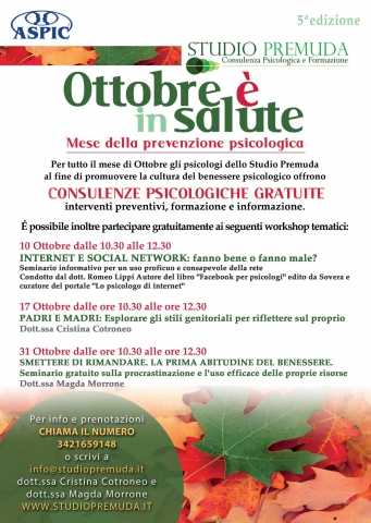 Ottobre è in Salute - Mese della Prevenzione Psicologica