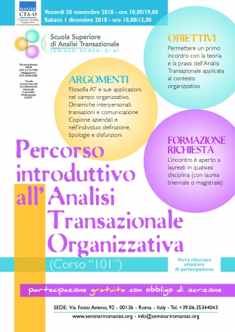 Percorso Introduttivo all'Analisi Transazionale Organizzativa (Corso "101")