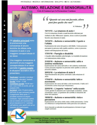 Autismo, Relazione e Sensorialita' (Ciclo di Seminari)