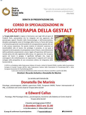 Corso di specializzazione in Psicoterapia della Gestalt