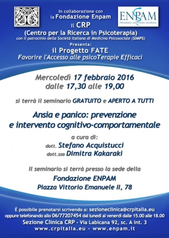 Ansia e panico: prevenzione e intervento cognitivo-comportamentale