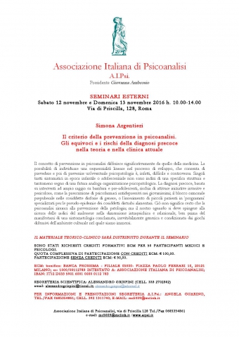 Il criterio della prevenzione in psicoanalisi