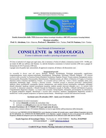 Corso biennale di Formazione per Consulente in Sessuologia