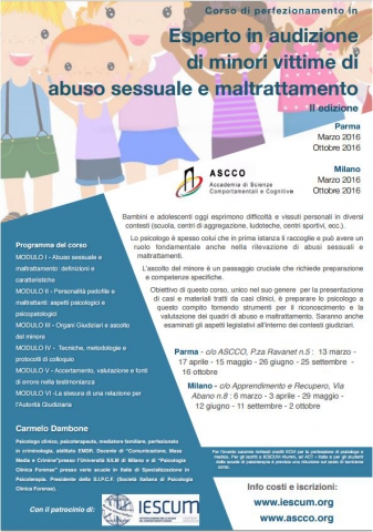 Esperto in audizioni di minori vittime di abuso sessuale e maltrattamento