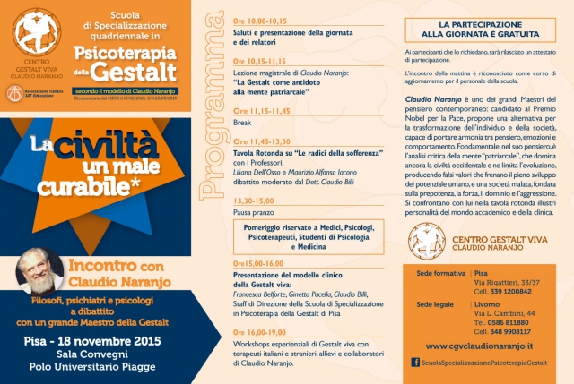 La civilta' un male curabile: incontro con Claudio Naranjo