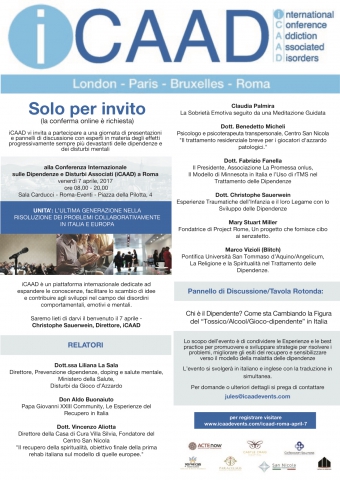 Conferenza Internazionale sulle Dipendenze e Disturbi Associati