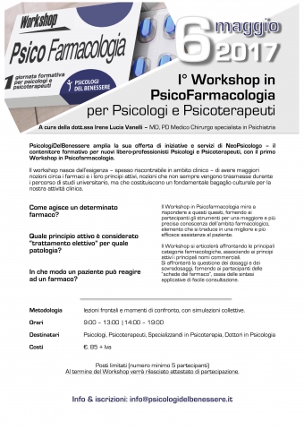 1° Workshop in Psicofarmacologia