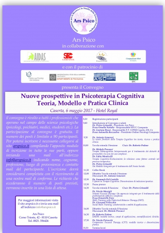 Nuove prospettive in Terapia Cognitiva