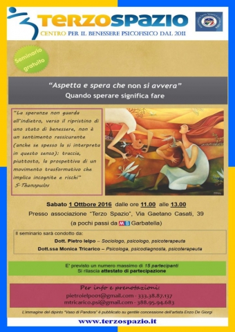 Aspetta e spera che non si avvera. Quando sperare significa fare.