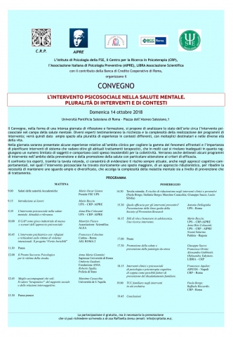 L’intervento psicosociale nella salute mentale. Pluralità di interventi e di contesti