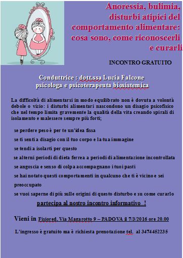 Anoressia, bulimia, disturbi atipici del comportamento alimentare